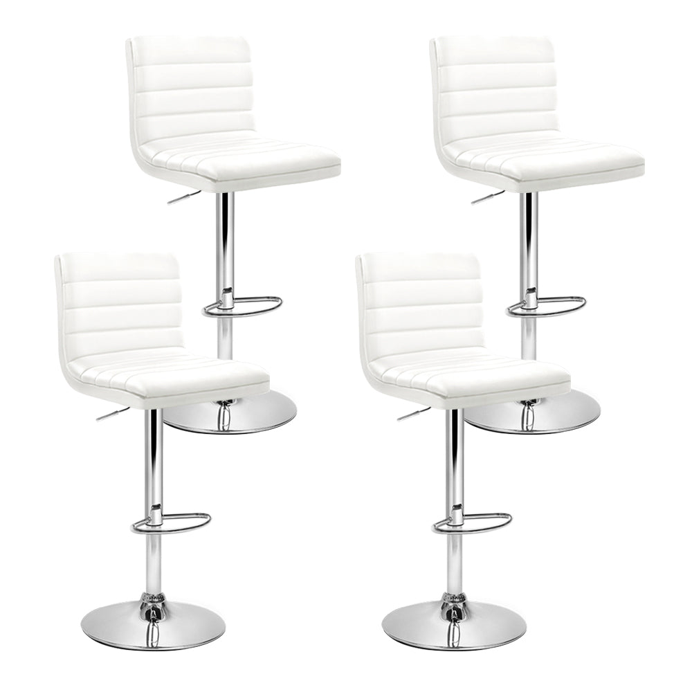 Artiss 4x Bar Stools Padded Leather Gas Lift White-Bar Stools-PEROZ Accessories