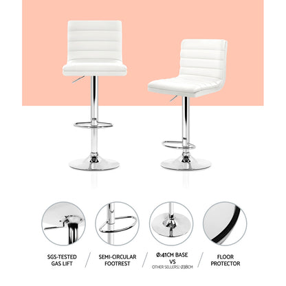 Artiss 4x Bar Stools Padded Leather Gas Lift White-Bar Stools-PEROZ Accessories