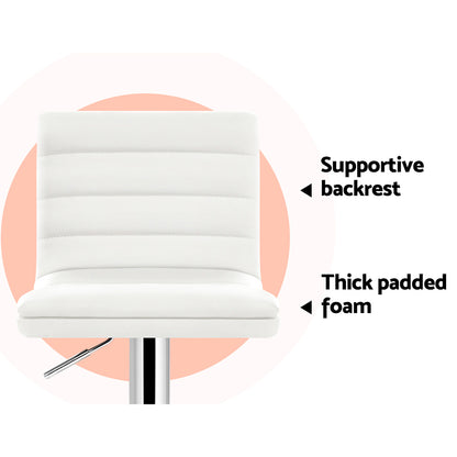 Artiss 4x Bar Stools Padded Leather Gas Lift White-Bar Stools-PEROZ Accessories