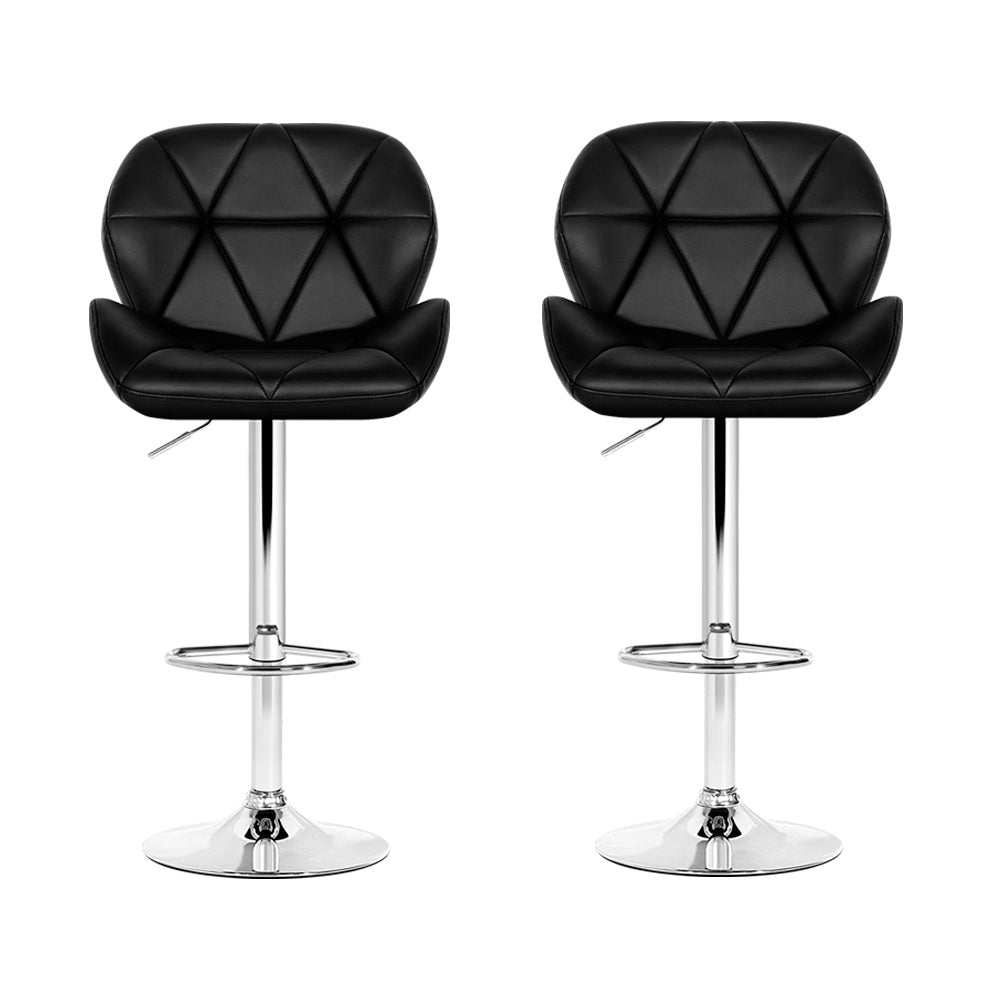 Artiss 2x Bar Stools Gas Lift Padded Leather Black-Furniture &gt; Bar Stools &amp; Chairs-PEROZ Accessories