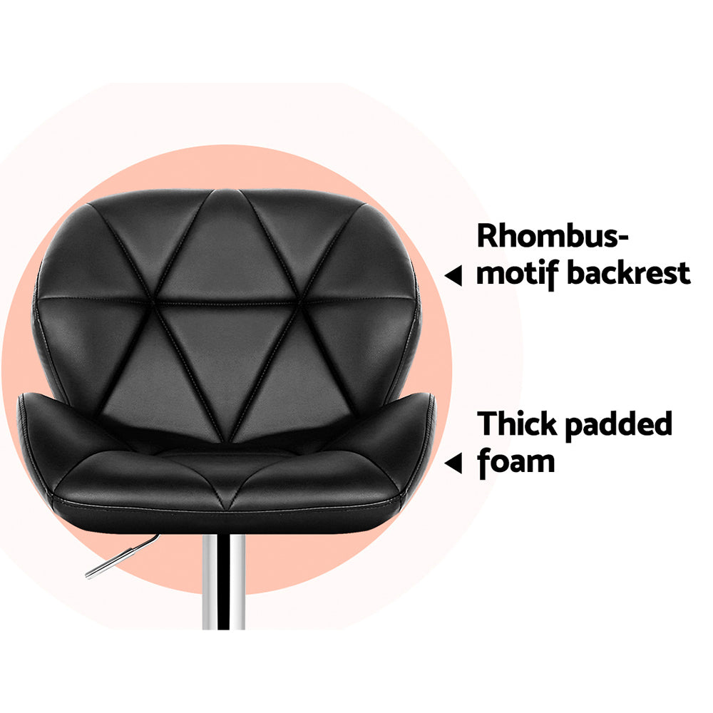 Artiss 2x Bar Stools Gas Lift Padded Leather Black-Furniture &gt; Bar Stools &amp; Chairs-PEROZ Accessories