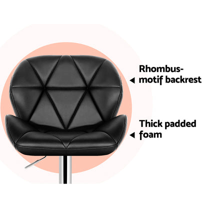 Artiss 2x Bar Stools Gas Lift Padded Leather Black-Furniture &gt; Bar Stools &amp; Chairs-PEROZ Accessories