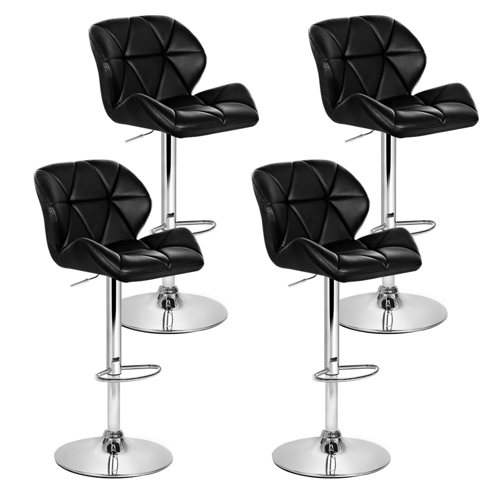 Artiss 4x Bar Stools Gas Lift Padded Leather Black-Furniture &gt; Bar Stools &amp; Chairs-PEROZ Accessories