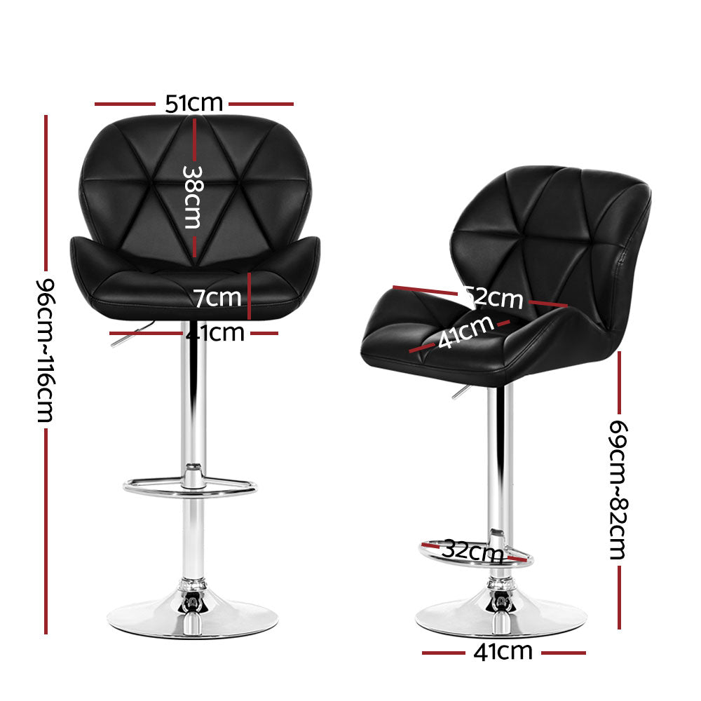 Artiss 4x Bar Stools Gas Lift Padded Leather Black-Furniture &gt; Bar Stools &amp; Chairs-PEROZ Accessories