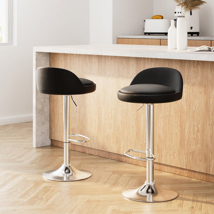 Artiss 2x Bar Stools PU Leather Gas Lift Black-Furniture &gt; Bar Stools &amp; Chairs-PEROZ Accessories