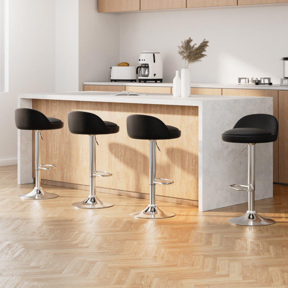 Artiss 4x Bar Stools PU Leather Gas Lift Black-Furniture &gt; Bar Stools &amp; Chairs-PEROZ Accessories