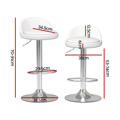 Artiss 4x Bar Stools PU Leather Gas Lift White-Furniture &gt; Bar Stools &amp; Chairs-PEROZ Accessories