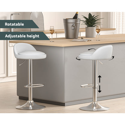 Artiss 4x Bar Stools PU Leather Gas Lift White-Furniture &gt; Bar Stools &amp; Chairs-PEROZ Accessories