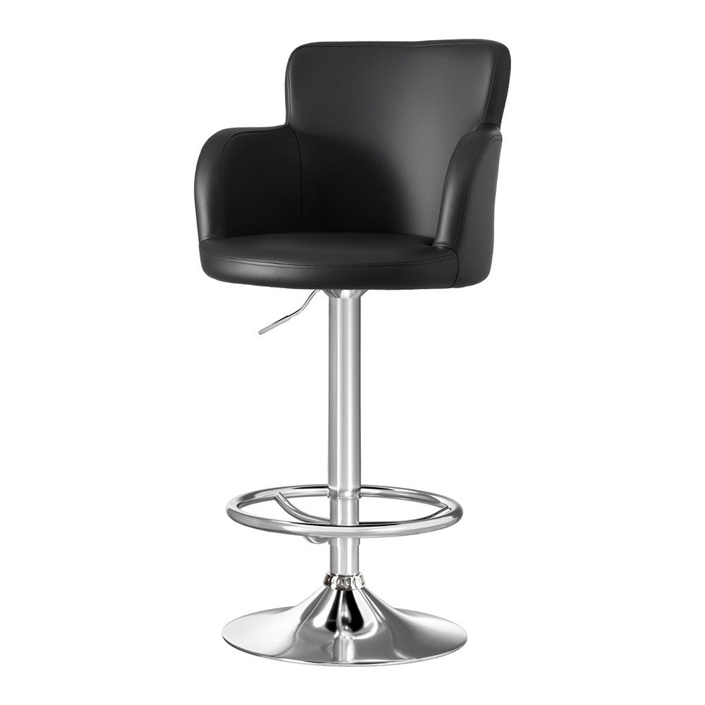 Artiss 1x Leather Bar Stools Swivel Adjustable Gas Lift PU Counter Chairs Black-Furniture &gt; Bar Stools &amp; Chairs &gt; Table &amp; Bar Stools-PEROZ Accessories