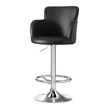 Artiss 1x Leather Bar Stools Swivel Adjustable Gas Lift PU Counter Chairs Black-Furniture &gt; Bar Stools &amp; Chairs &gt; Table &amp; Bar Stools-PEROZ Accessories