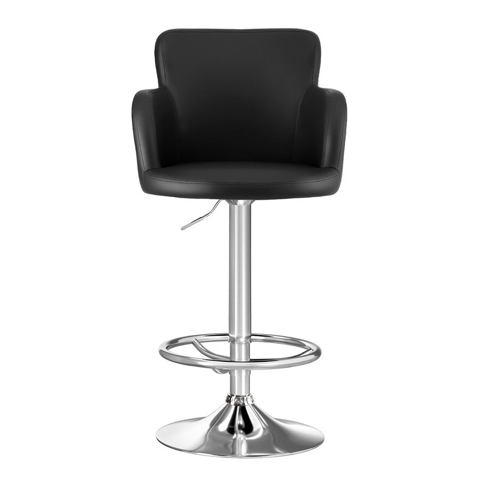 Artiss 1x Leather Bar Stools Swivel Adjustable Gas Lift PU Counter Chairs Black-Furniture &gt; Bar Stools &amp; Chairs &gt; Table &amp; Bar Stools-PEROZ Accessories