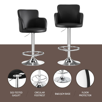 Artiss 3x Bar Stools Counter Chairs Swivel Adjustable Tub PU Leather Black-Furniture > Bar Stools &amp; Chairs > Table &amp; Bar Stools-PEROZ Accessories