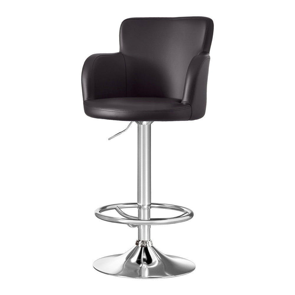 Artiss 1x Leather Bar Stools Swivel Adjustable Gas Lift PU Counter Chairs Brown-Furniture &gt; Bar Stools &amp; Chairs &gt; Table &amp; Bar Stools-PEROZ Accessories