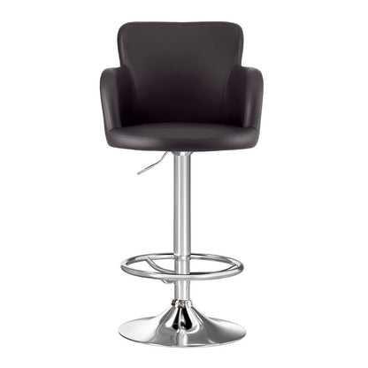 Artiss 1x Leather Bar Stools Swivel Adjustable Gas Lift PU Counter Chairs Brown-Furniture &gt; Bar Stools &amp; Chairs &gt; Table &amp; Bar Stools-PEROZ Accessories