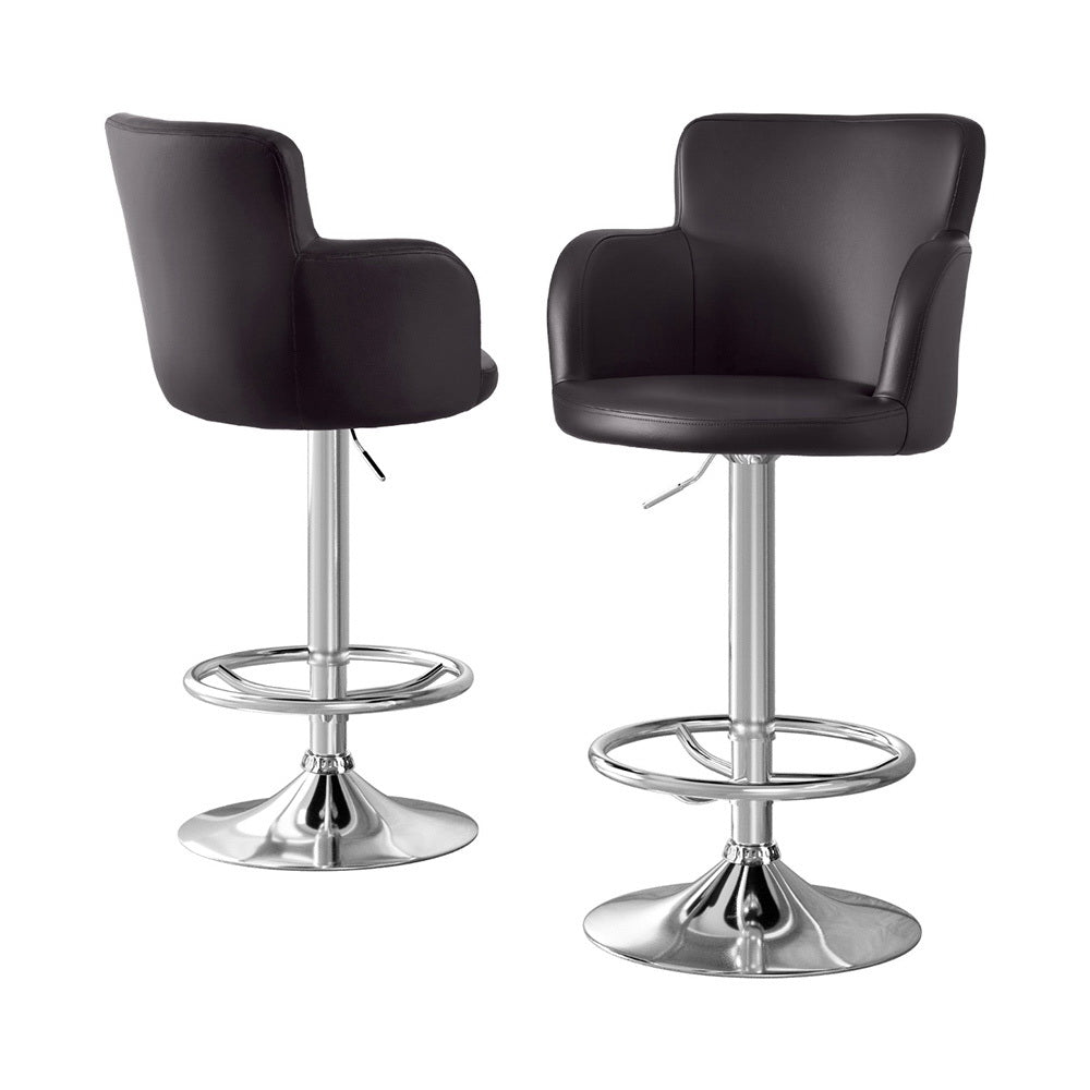 Artiss 2x Leather Bar Stools Swivel Adjustable Gas Lift PU Counter Chairs Brown-Furniture &gt; Bar Stools &amp; Chairs &gt; Table &amp; Bar Stools-PEROZ Accessories