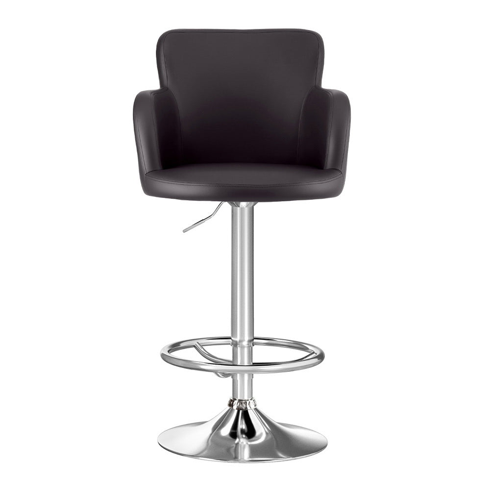Artiss 2x Leather Bar Stools Swivel Adjustable Gas Lift PU Counter Chairs Brown-Furniture &gt; Bar Stools &amp; Chairs &gt; Table &amp; Bar Stools-PEROZ Accessories