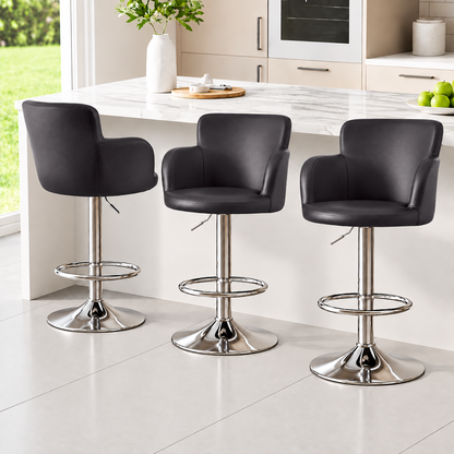 Artiss 3x Bar Stools Counter Chairs Swivel Adjustable Tub PU Leather Brown-Furniture > Bar Stools &amp; Chairs > Table &amp; Bar Stools-PEROZ Accessories