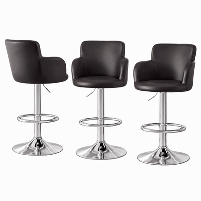 Artiss 3x Bar Stools Counter Chairs Swivel Adjustable Tub PU Leather Brown-Furniture > Bar Stools &amp; Chairs > Table &amp; Bar Stools-PEROZ Accessories