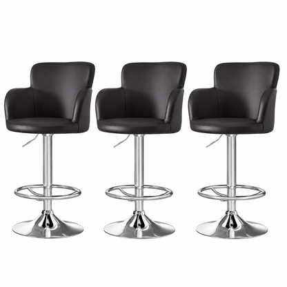 Artiss 3x Bar Stools Counter Chairs Swivel Adjustable Tub PU Leather Brown-Furniture > Bar Stools &amp; Chairs > Table &amp; Bar Stools-PEROZ Accessories