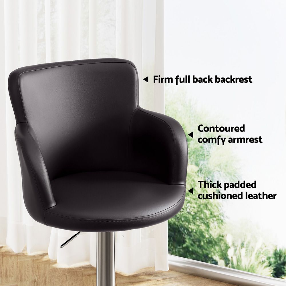 Artiss 3x Bar Stools Counter Chairs Swivel Adjustable Tub PU Leather Brown-Furniture > Bar Stools &amp; Chairs > Table &amp; Bar Stools-PEROZ Accessories