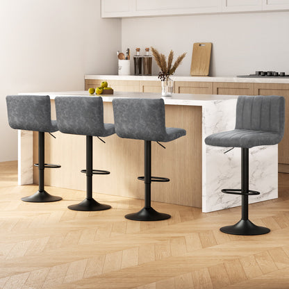 Artiss 4x Bar Stools Vintage Leather Gas Lift Grey-Furniture &gt; Bar Stools &amp; Chairs &gt; Massage Chairs-PEROZ Accessories