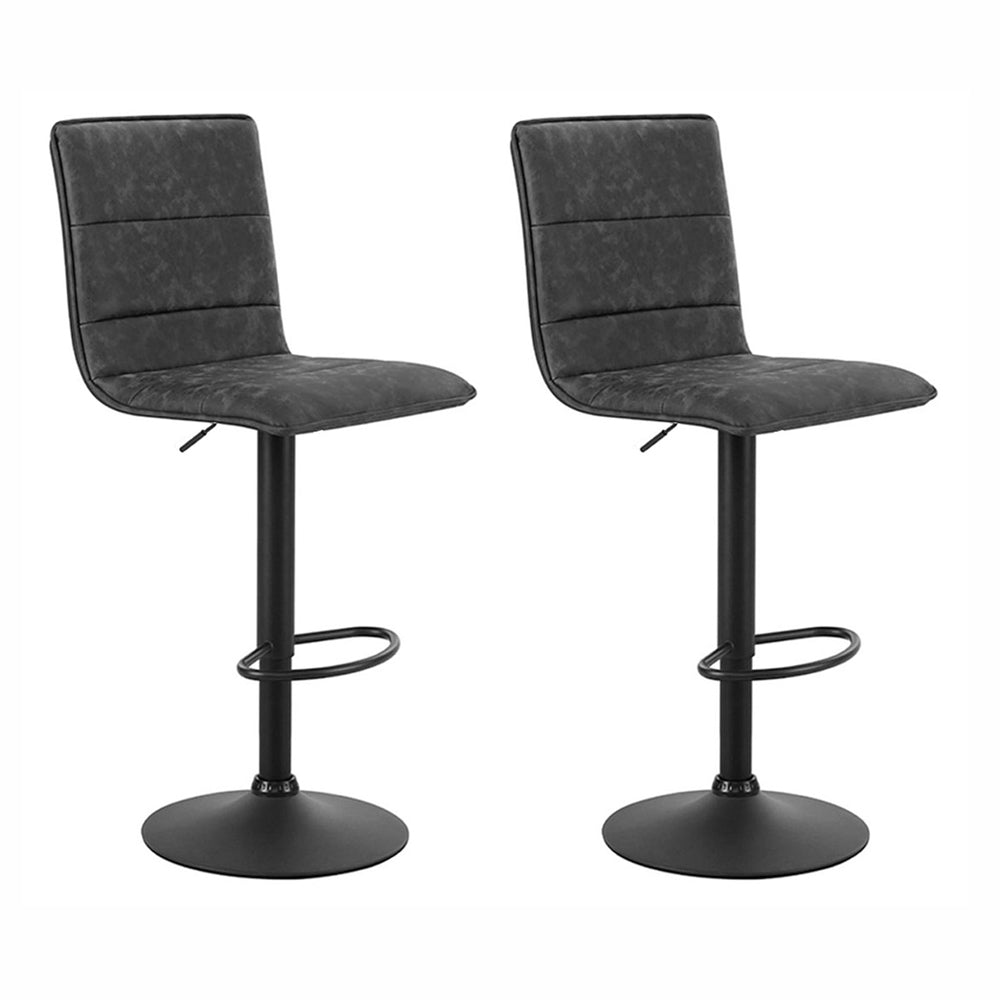 Artiss 2x Bar Stools Gas Lift Vintage Leather Grey-Furniture &gt; Bar Stools &amp; Chairs-PEROZ Accessories