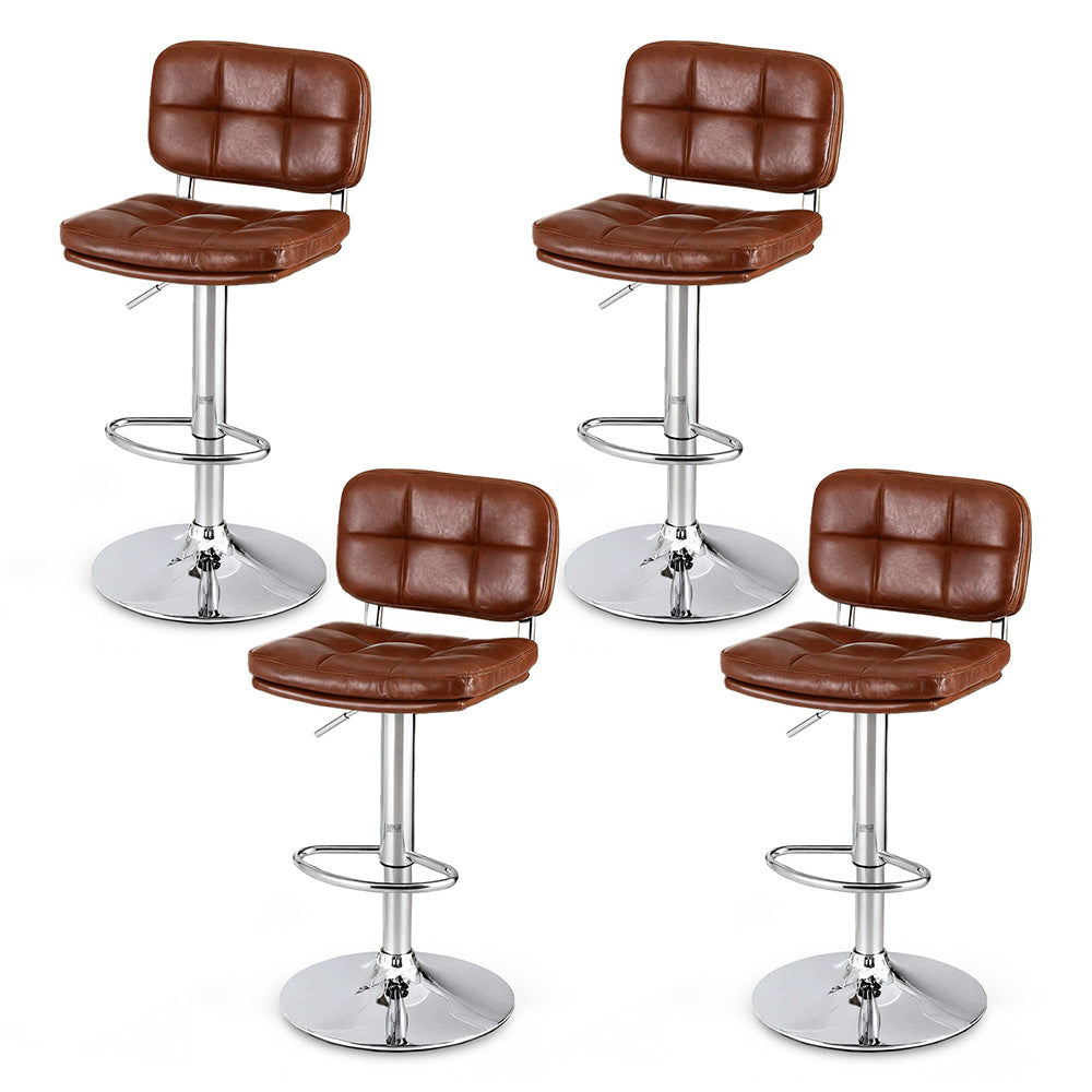 Artiss 4x Bar Stools Kitchen Swivel Gas Lift Counter Chair Tuft PU Leather Brown-Furniture &gt; Bar Stools &amp; Chairs &gt; Table &amp; Bar Stools-PEROZ Accessories