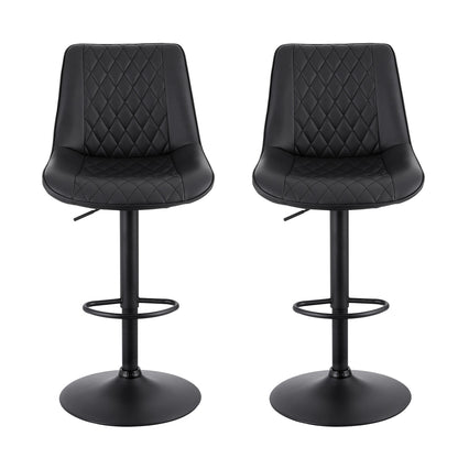 Artiss 2x Bar Stools Kitchen Swivel Gas Lift Counter Chair Diamond Leather Black-Furniture &gt; Bar Stools &amp; Chairs &gt; Table &amp; Bar Stools-PEROZ Accessories