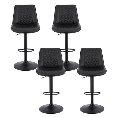 Artiss 4x Bar Stools Kitchen Swivel Gas Lift Counter Chair Diamond Leather Black-Furniture &gt; Bar Stools &amp; Chairs &gt; Table &amp; Bar Stools-PEROZ Accessories