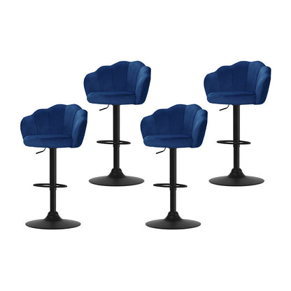 Artiss 4x Bar Stools Gas Lift Velvet Blue-Furniture &gt; Bar Stools &amp; Chairs &gt; Table &amp; Bar Stools-PEROZ Accessories
