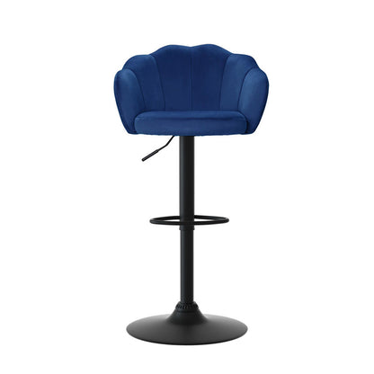Artiss 4x Bar Stools Gas Lift Velvet Blue-Furniture &gt; Bar Stools &amp; Chairs &gt; Table &amp; Bar Stools-PEROZ Accessories