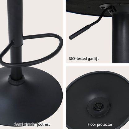Artiss 4x Bar Stools Gas Lift Velvet Blue-Furniture &gt; Bar Stools &amp; Chairs &gt; Table &amp; Bar Stools-PEROZ Accessories