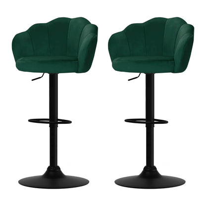 Artiss 2x Bar Stools Gas Lift Velvet Green-Furniture &gt; Bar Stools &amp; Chairs-PEROZ Accessories