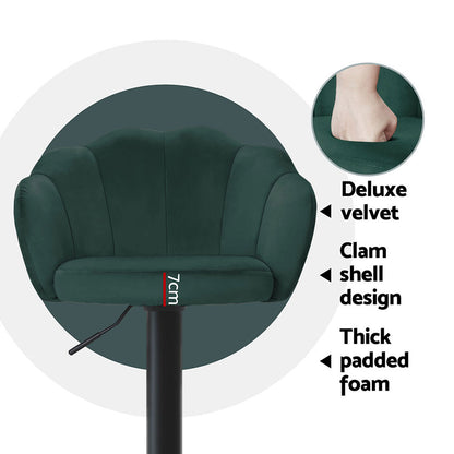 Artiss 4x Bar Stools Gas Lift Velvet Green-Furniture &gt; Bar Stools &amp; Chairs &gt; Table &amp; Bar Stools-PEROZ Accessories