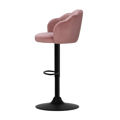 Artiss 2x Bar Stools Gas Lift Velvet Pink-Furniture &gt; Bar Stools &amp; Chairs-PEROZ Accessories
