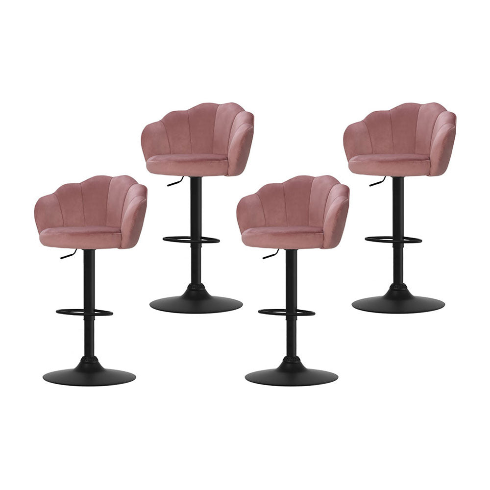 Artiss 4x Bar Stools Gas Lift Velvet Pink-Furniture &gt; Bar Stools &amp; Chairs &gt; Table &amp; Bar Stools-PEROZ Accessories