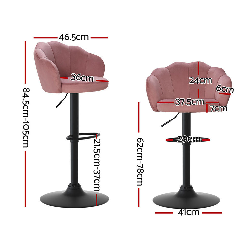 Artiss 4x Bar Stools Gas Lift Velvet Pink-Furniture &gt; Bar Stools &amp; Chairs &gt; Table &amp; Bar Stools-PEROZ Accessories
