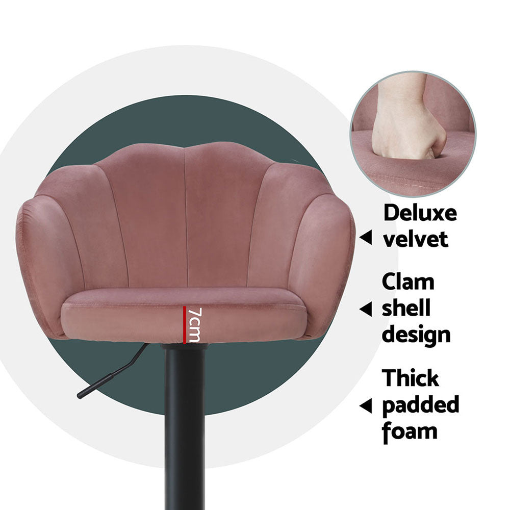 Artiss 4x Bar Stools Gas Lift Velvet Pink-Furniture &gt; Bar Stools &amp; Chairs &gt; Table &amp; Bar Stools-PEROZ Accessories