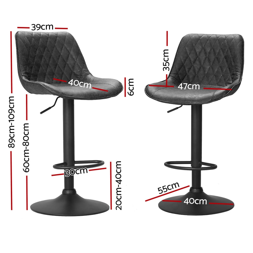Artiss 4x Bar Stools Gas Lift Vintage Leather Black-Furniture &gt; Bar Stools &amp; Chairs &gt; Massage Chairs-PEROZ Accessories