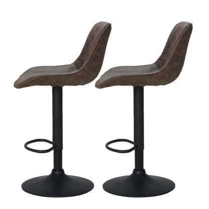 Artiss 2x Bar Stools Gas Lift Vintage Leather Brown-Bar Stools-PEROZ Accessories