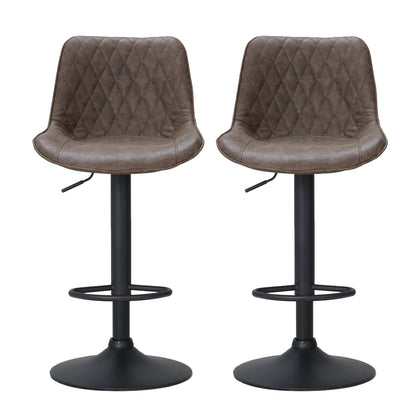 Artiss 2x Bar Stools Gas Lift Vintage Leather Brown-Bar Stools-PEROZ Accessories