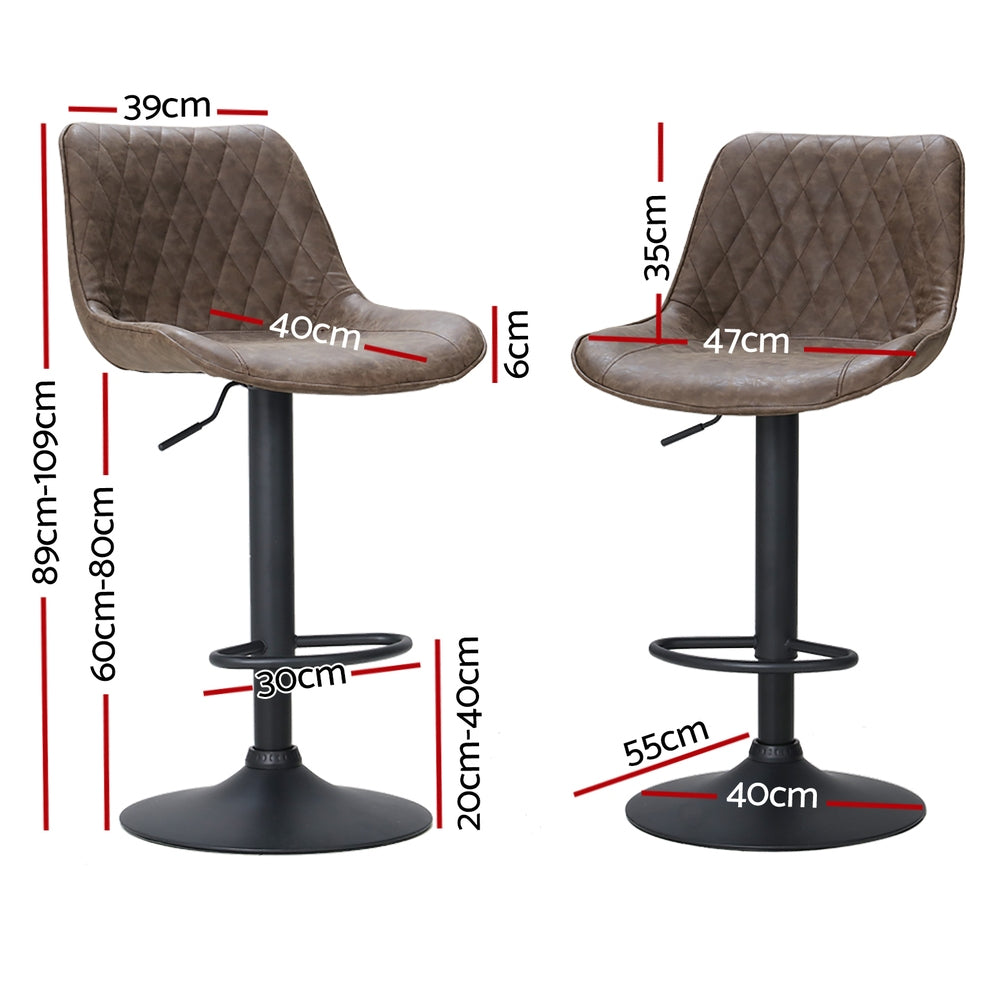 Artiss 4x Bar Stools Gas Lift Vintage Leather Brown-Furniture &gt; Bar Stools &amp; Chairs &gt; Massage Chairs-PEROZ Accessories