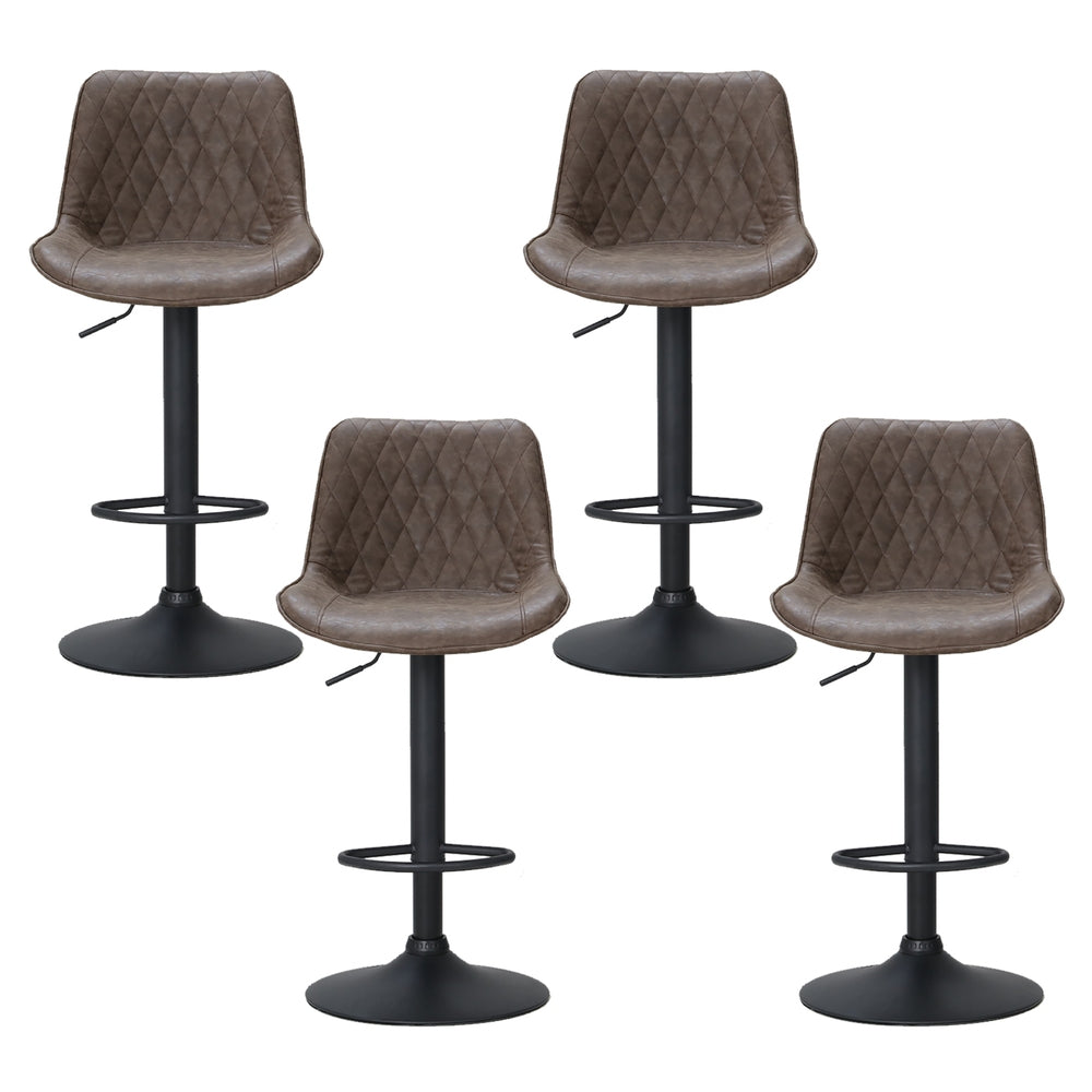 Artiss 4x Bar Stools Gas Lift Vintage Leather Brown-Furniture &gt; Bar Stools &amp; Chairs &gt; Massage Chairs-PEROZ Accessories