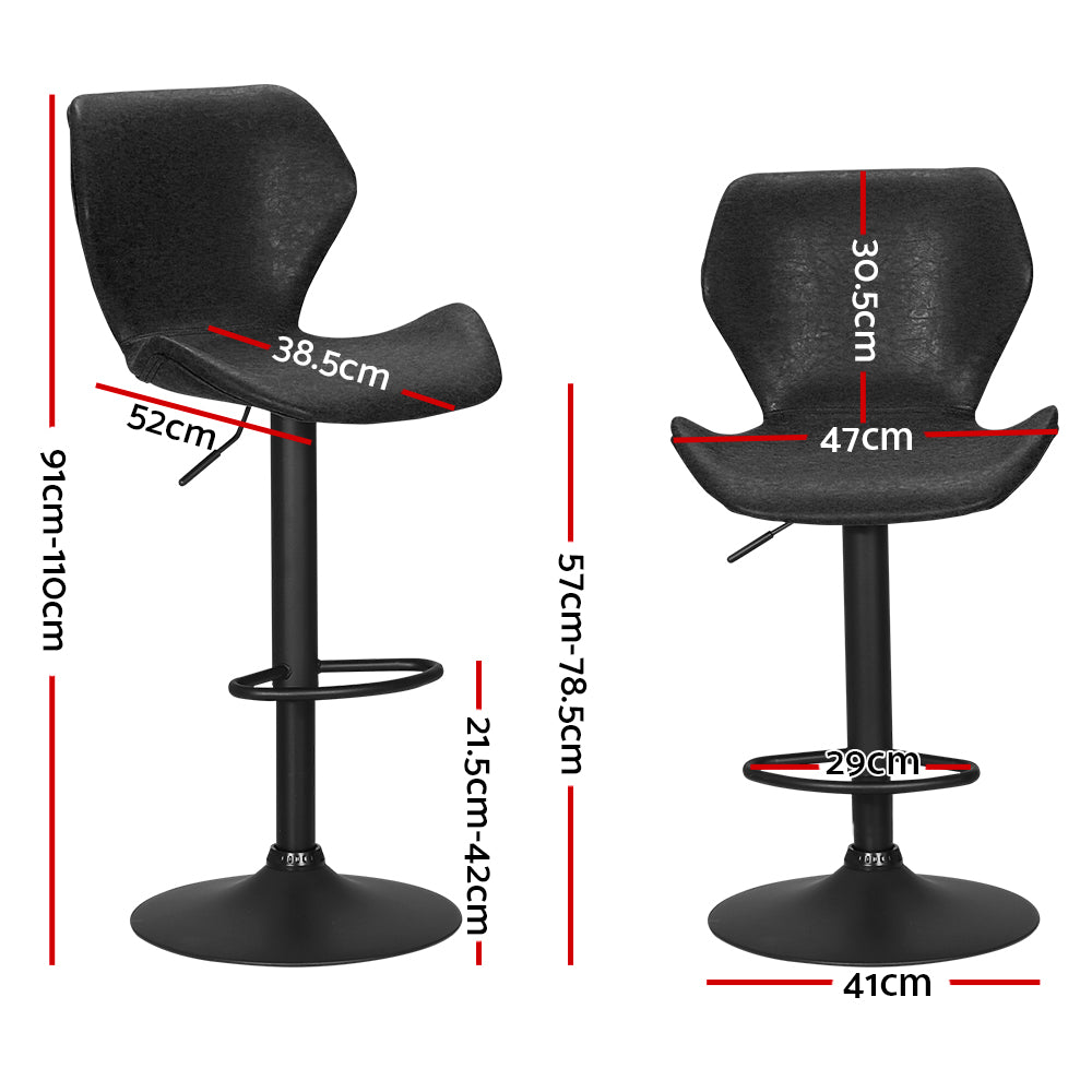 Artiss Bar Stools Kitchen Counter Stools Swivel Gas Lift Vintage Chairs Black x2-Furniture &gt; Bar Stools &amp; Chairs-PEROZ Accessories