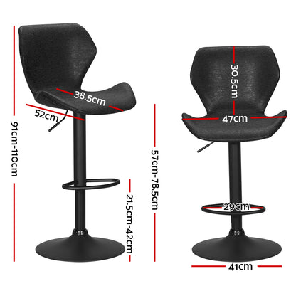 Artiss Bar Stools Kitchen Counter Stools Swivel Gas Lift Vintage Chairs Black x2-Furniture &gt; Bar Stools &amp; Chairs-PEROZ Accessories