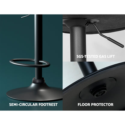 Artiss Bar Stools Kitchen Counter Stools Swivel Gas Lift Vintage Chairs Black x2-Furniture &gt; Bar Stools &amp; Chairs-PEROZ Accessories