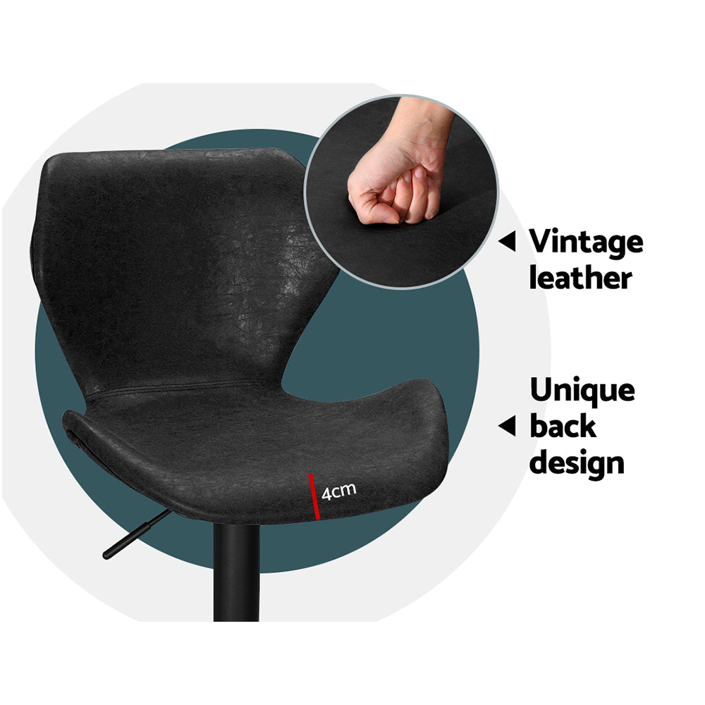 Artiss Bar Stools Kitchen Counter Stools Swivel Gas Lift Vintage Chairs Black x2-Furniture &gt; Bar Stools &amp; Chairs-PEROZ Accessories