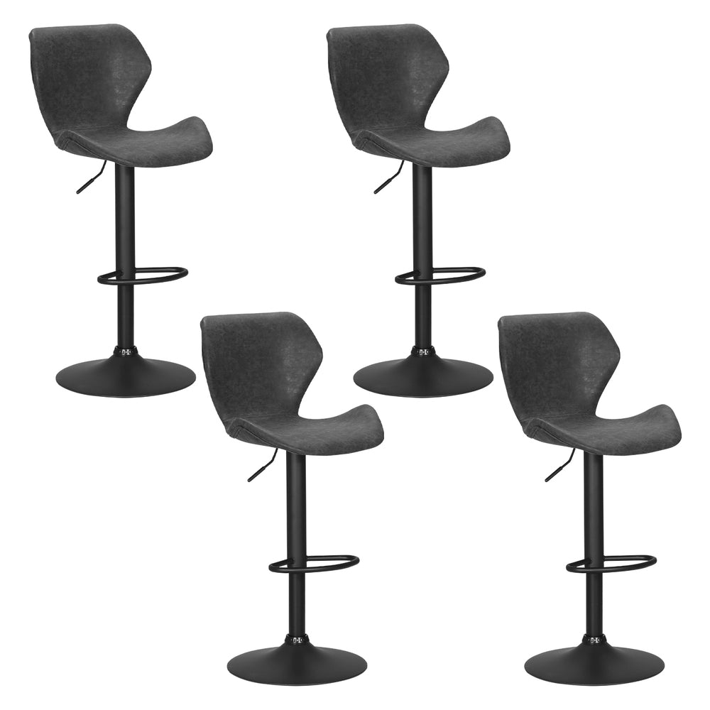 Artiss 4x Bar Stools Vintage Leather Gas Lift Black-Furniture &gt; Bar Stools &amp; Chairs &gt; Massage Chairs-PEROZ Accessories