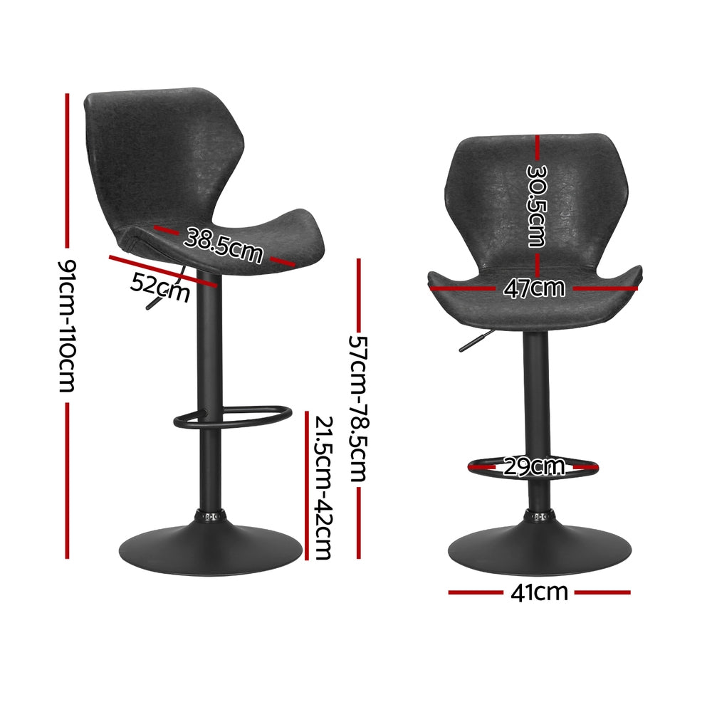 Artiss 4x Bar Stools Vintage Leather Gas Lift Black-Furniture &gt; Bar Stools &amp; Chairs &gt; Massage Chairs-PEROZ Accessories