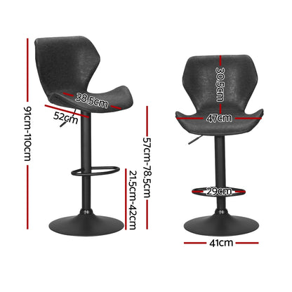 Artiss 4x Bar Stools Vintage Leather Gas Lift Black-Furniture &gt; Bar Stools &amp; Chairs &gt; Massage Chairs-PEROZ Accessories